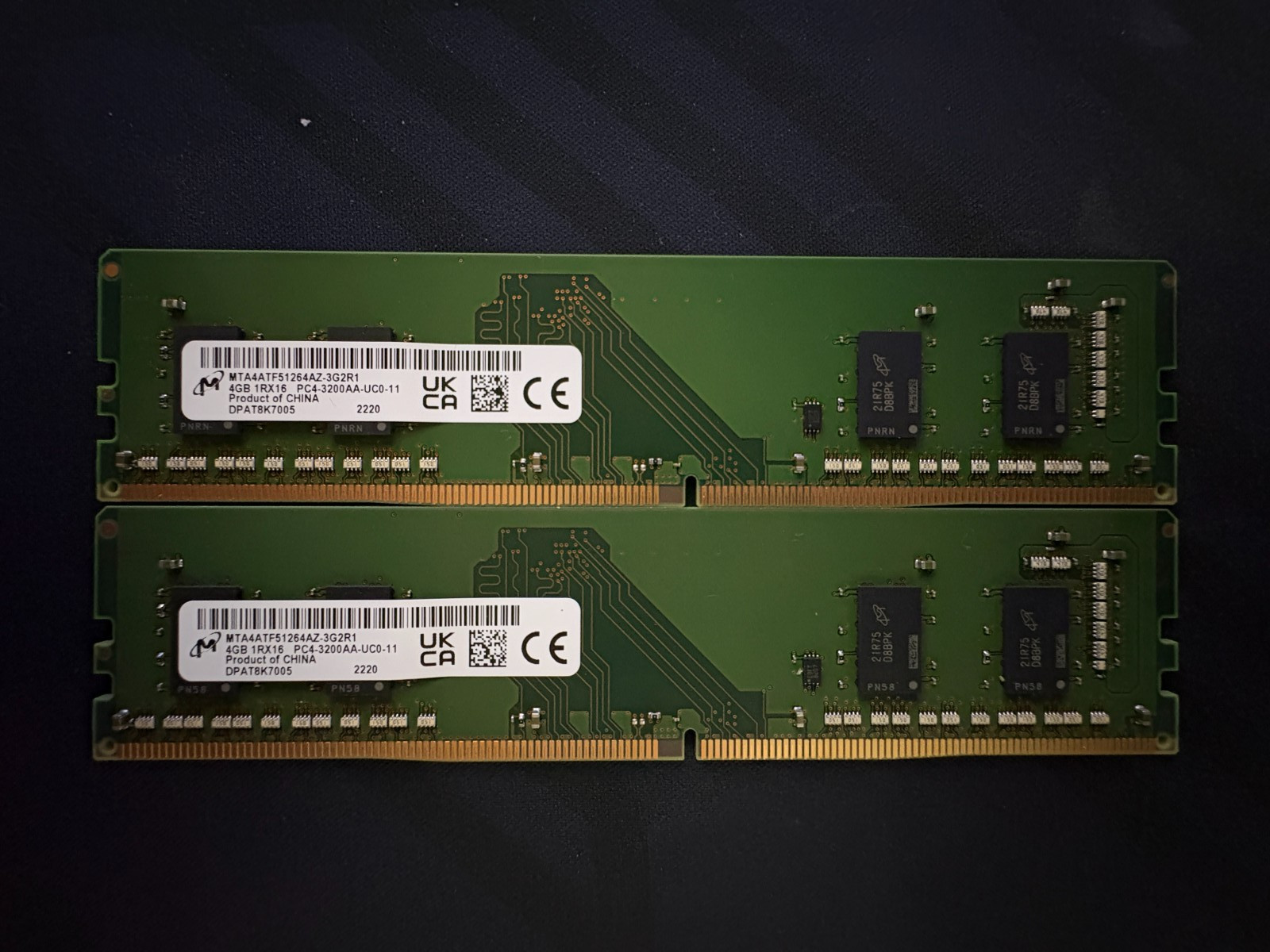 Micron MTA4ATF51264AZ-3G2R1 2X4GB Modules 1Rx16 PC4-3200AA Desktop DIMM Memory