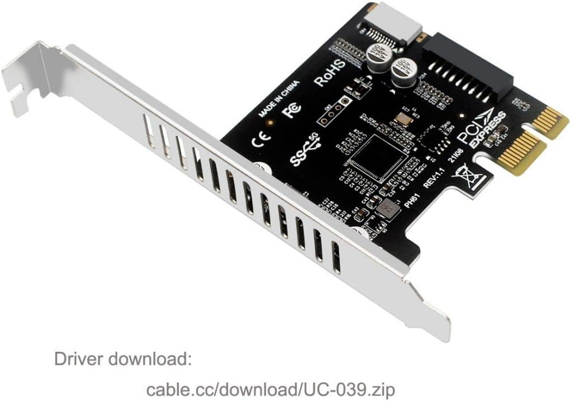 USB 3.0 20Pin ＆ USB 3.1 Gen 1 Type-E Front Panel Socket to PCI-E 1X PCI Express
