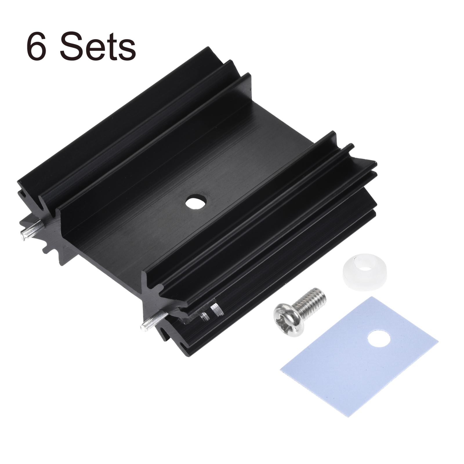 34mm x 25mm x 12mm TO-220 Aluminum Heatsink with 2 Black Pin Holder 6pcs