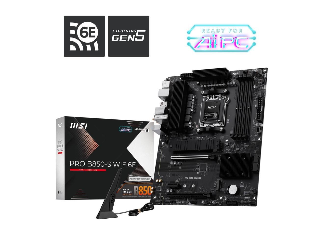 MSI PRO B850-S WIFI6E AM5 AMD B850 SATA 6Gb/s 5G Network Wi-Fi7 DDR5 Motherboard