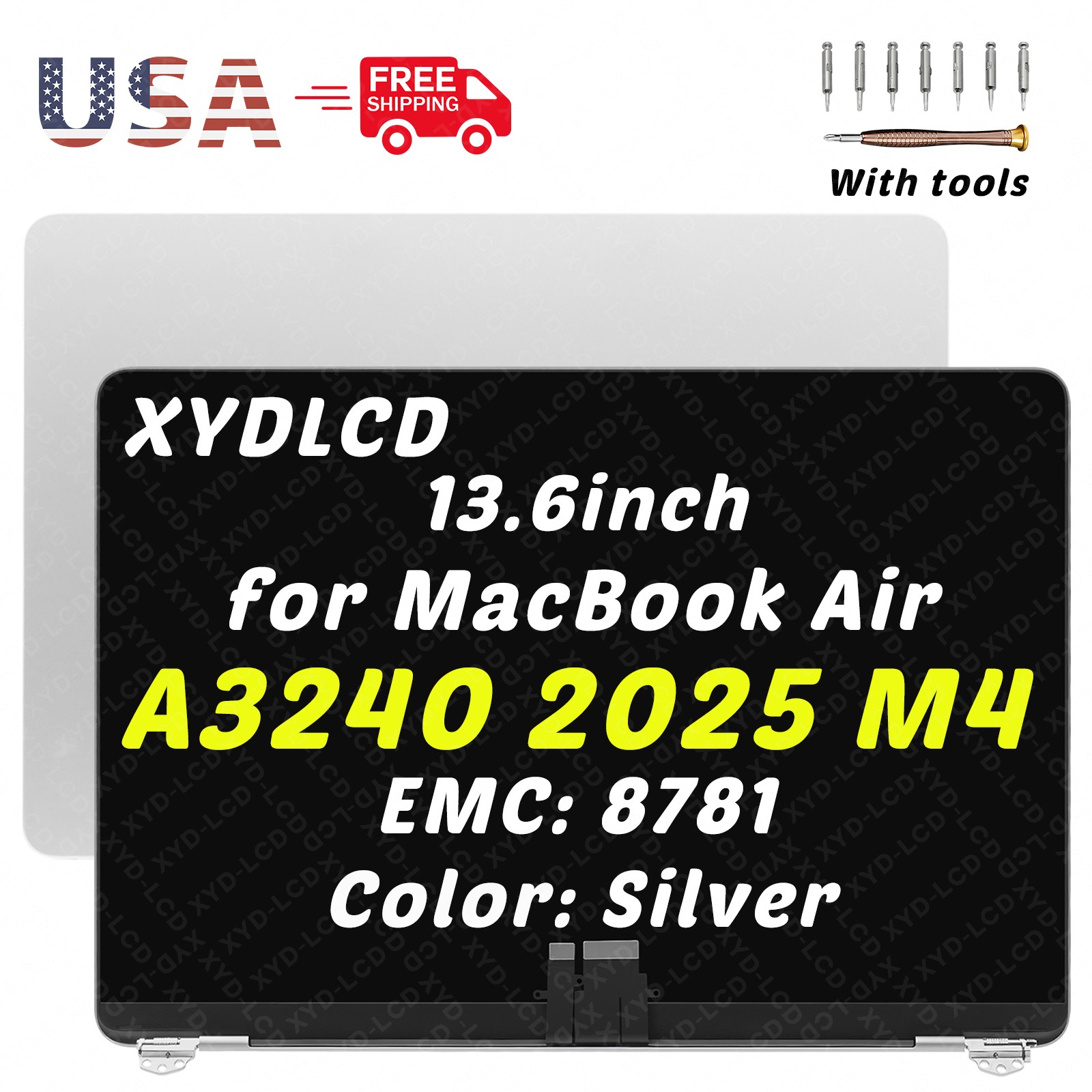 for MacBook Air 13.6″ Retina M4 2025 A3240 EMC 8781 LCD Screen Assembly Silver