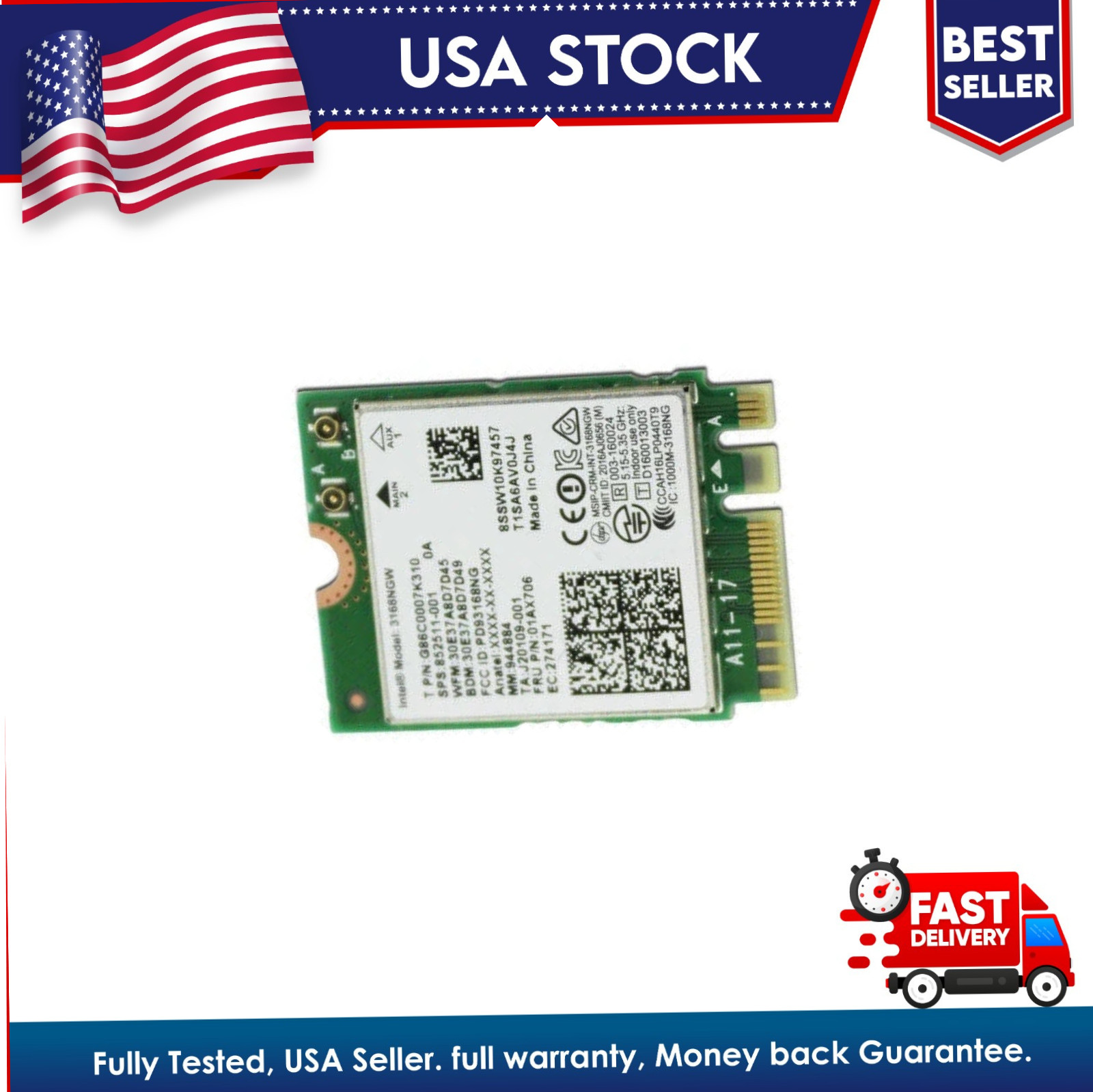 Intel Dual Band Wireless-AC 3168NGW WiFi + Bluetooth Card 01AX706 Tested