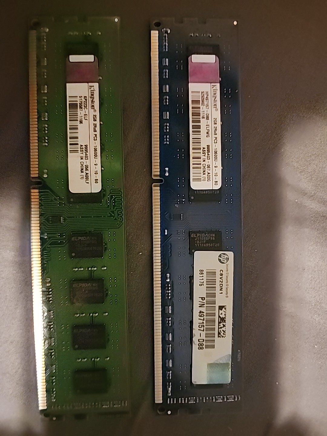 Kingston 2GB 2Rx8 Desktop RAM PC3-10600U, KP223C, 2-Pack