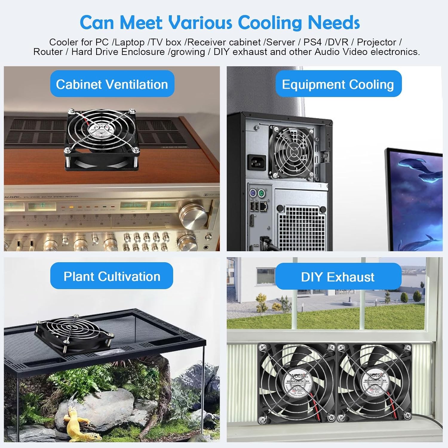 Mini 80mm USB Computer PC Case Cooling 5V Powered Fan (Quiet), Cabinet Cooler