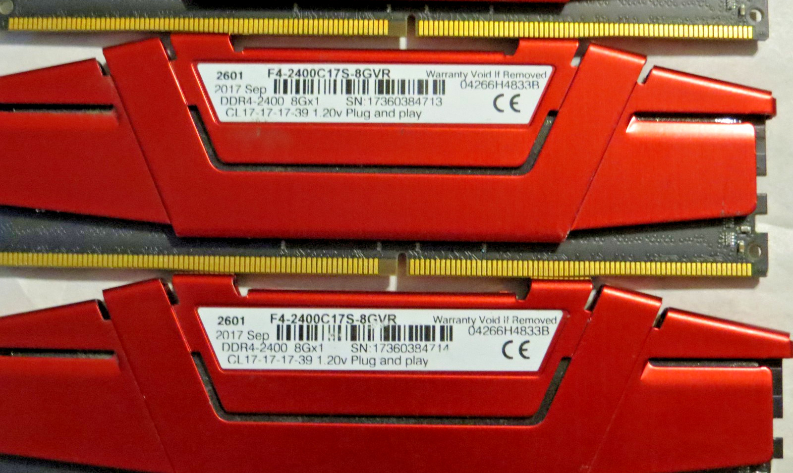 G.Skill Ripjaws V 32GB 4x8GB DDR4 2400 Gaming RAM F4-2400C17S-8GVR Quad Kit