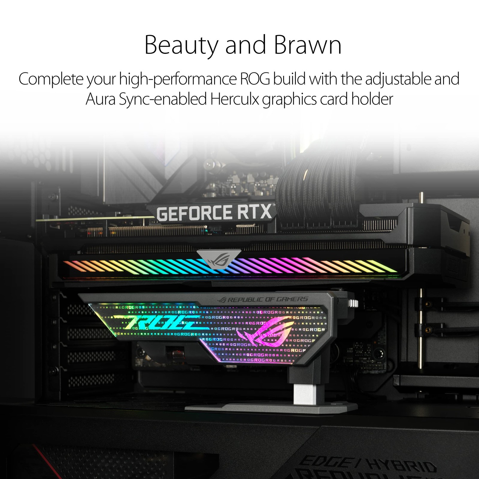 ASUS ROG Herculx GPU Anti-Sag Holder, Pack of 1, XH01/GRY/ARGB/VGA HOLDER//