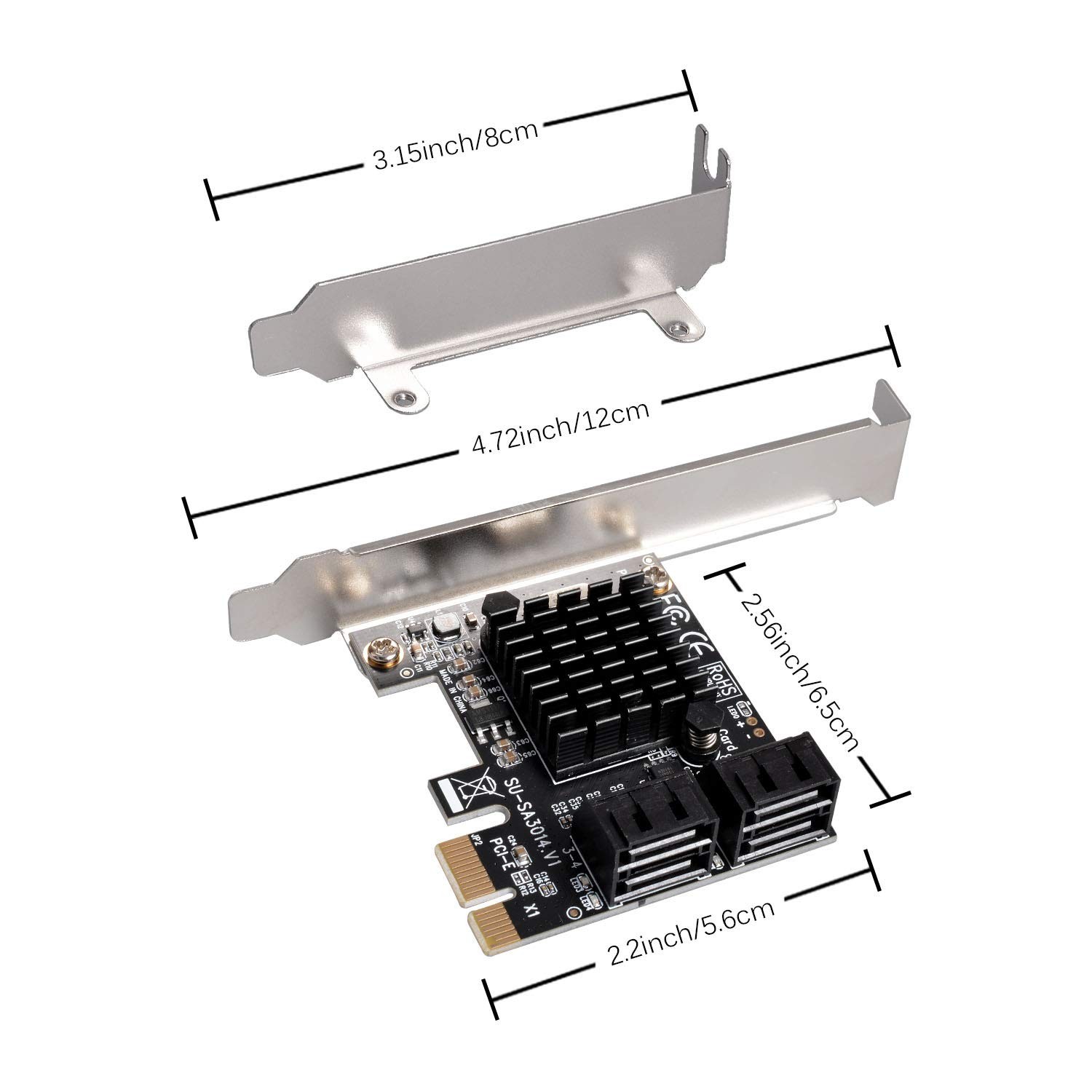 SATA Card 4 Port with 4 SATA Cables, 6 Gbps SATA 3.0 Controller PCI Express Expr
