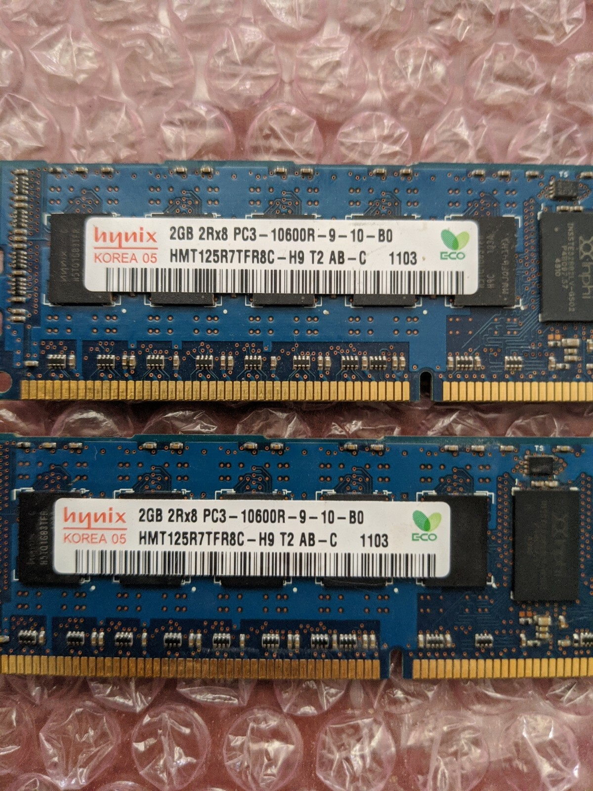 4GB Lot of 2 Hynix 2GB 2Rx8 PC3-10600R DDR3-1333 ECC Memory HMT125R7TFR8C-H9