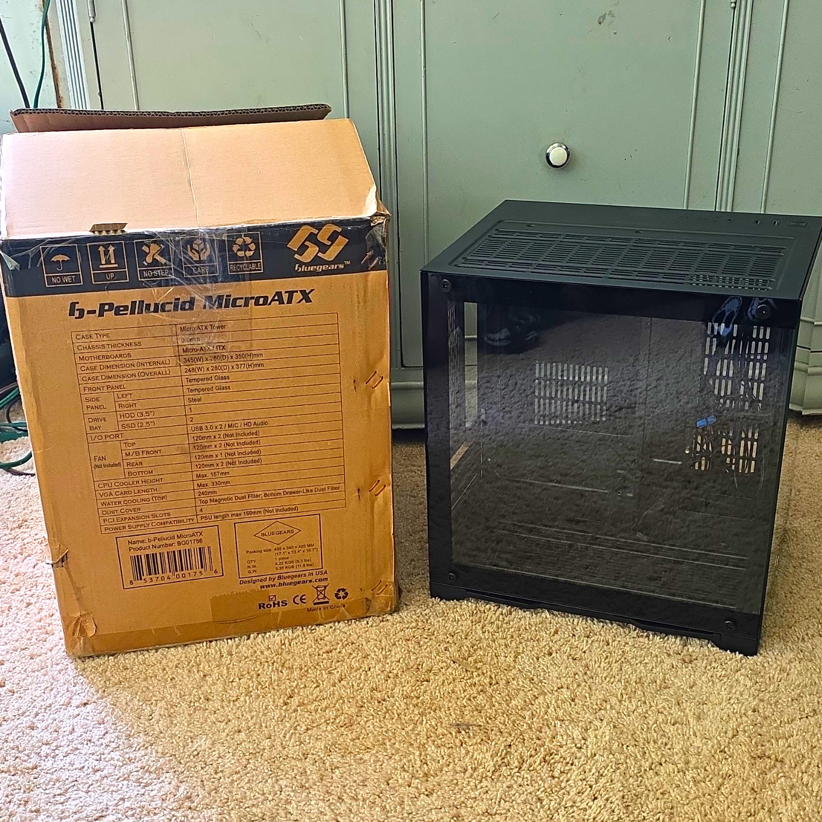 Bluegears b-Pellucid MicroATX Micro ATX Tower Case Black Tempered Glass USB