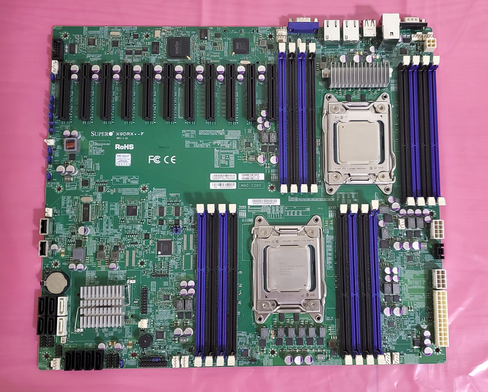 Supermicro X9DRX+-F Motherboard Two E5-2620v2 2.1GHz 6Core CPU’s