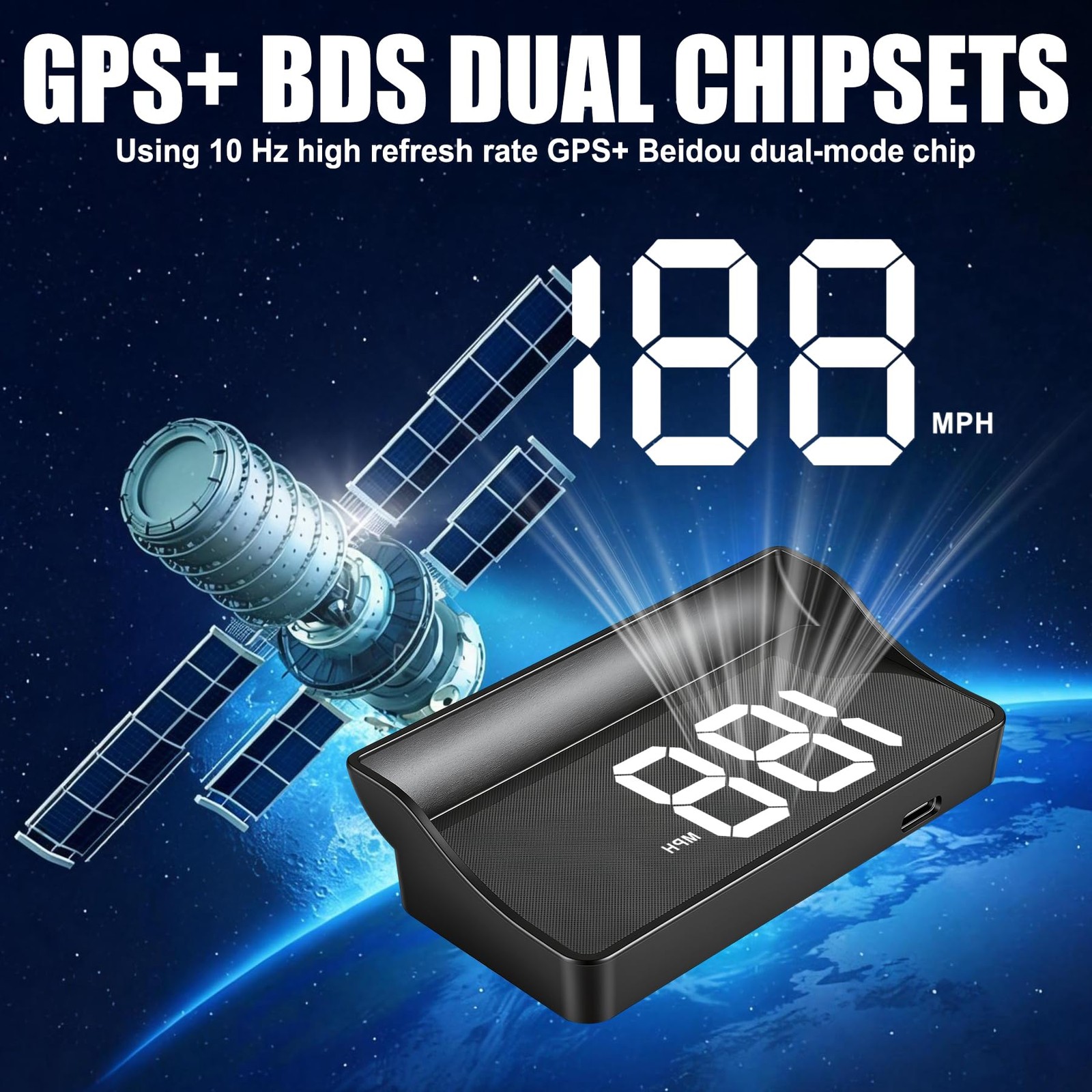 Digital GPS Speedometer Heads-Up Display for Cars – USB Plug, Universal Fit