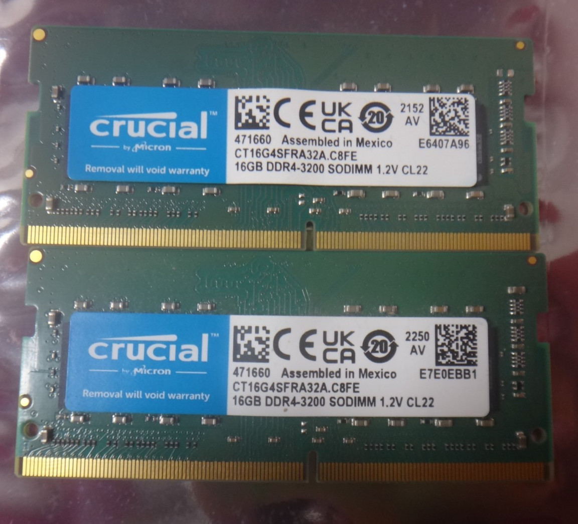 Crucial DDR4-3200 SO-DIMM DDR4 SDRAM (2X16,32G )2 Modules Memory CT2K16G4SFRA32A