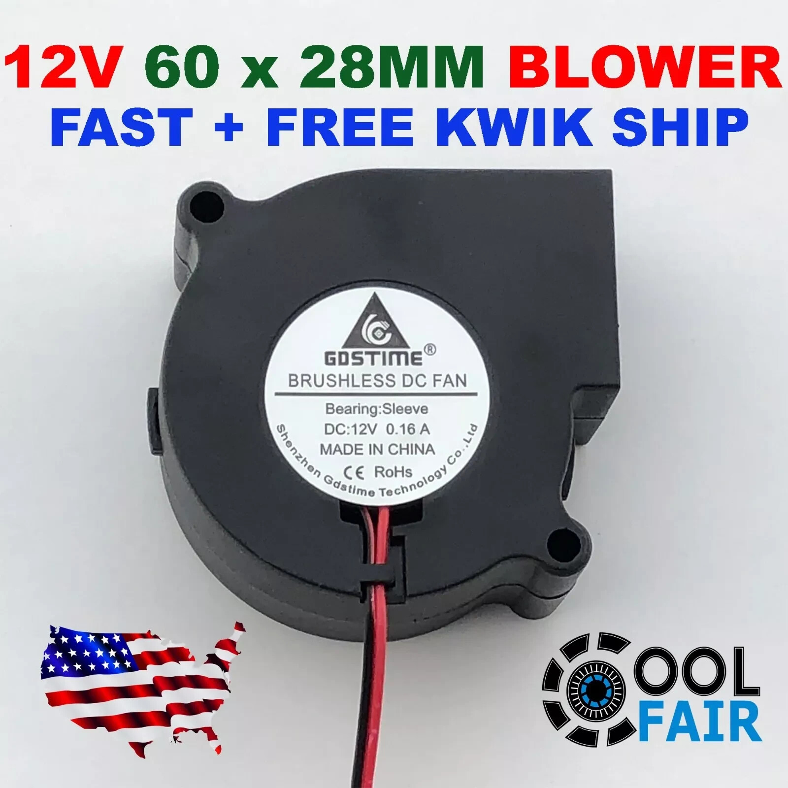 60mm 12V Blower Cooling Fan 6028 DC Exhaust Fan 2pin 60 x 28mm Computer g36
