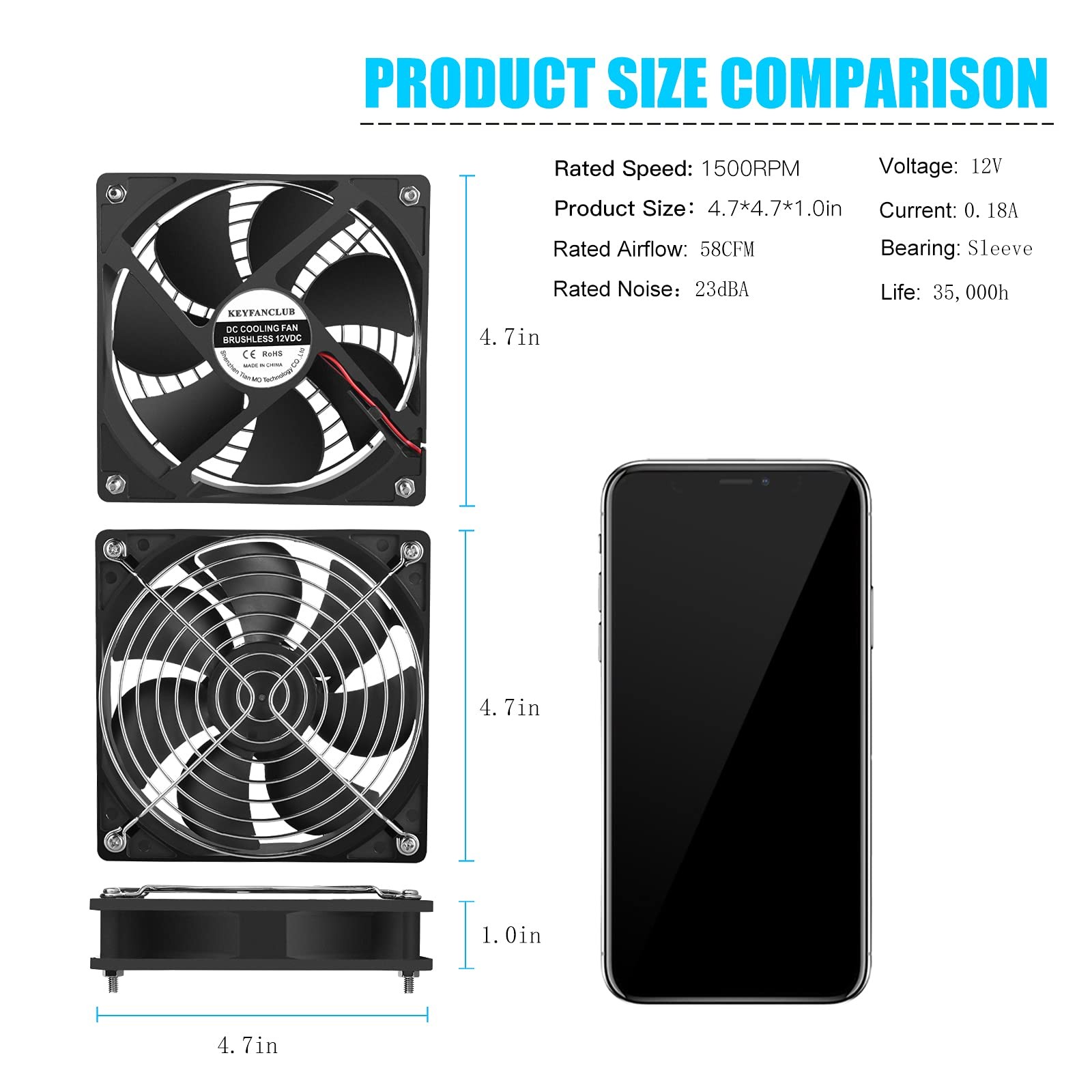 120mm DC 12V Cooling Fan 2 Pack 2 Pin High Performance Computer Fans