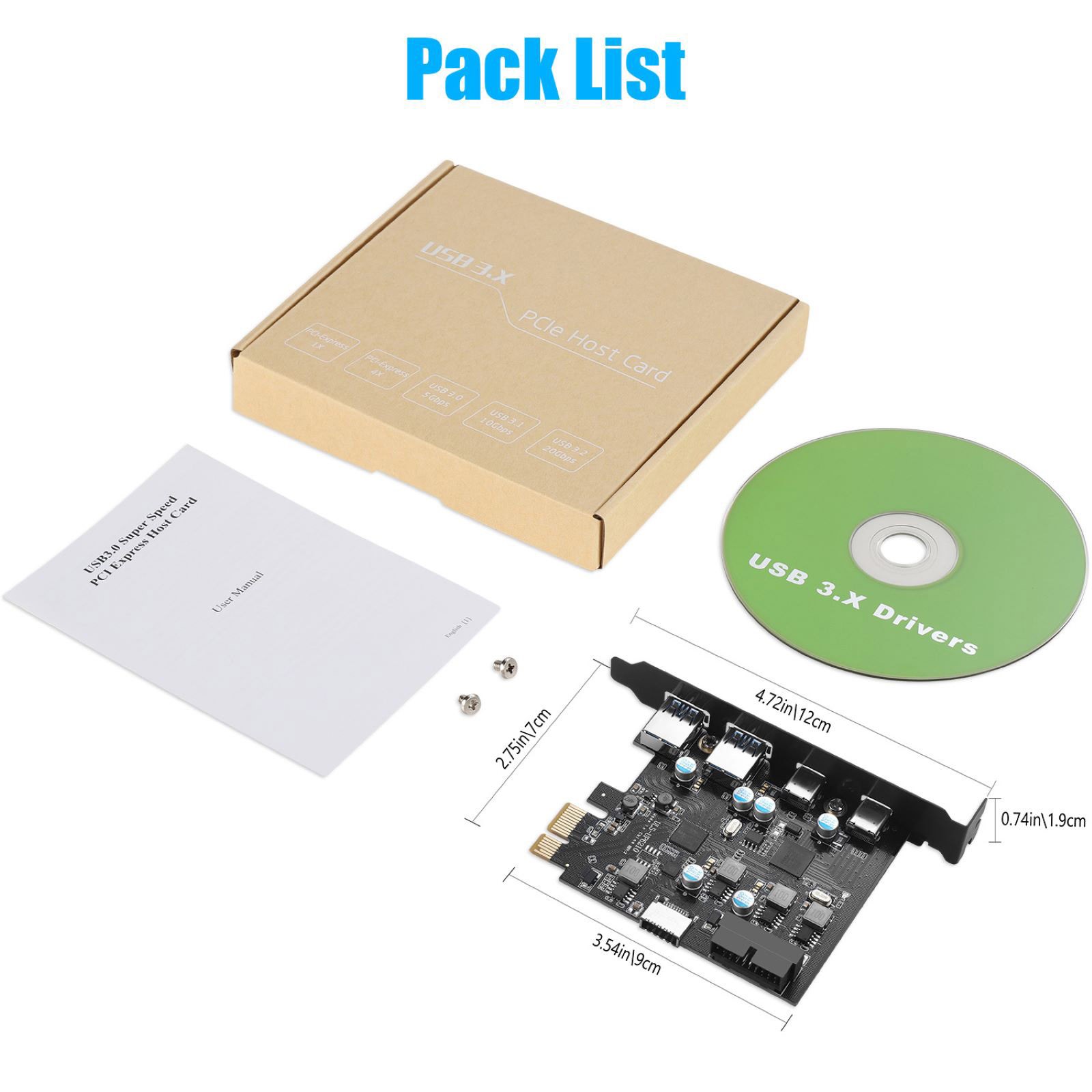 5Gbps Expansion Card For Win/Mac/Linux 2xUSB-C 2xUSB-A PCIe X1/X4/X8/X16