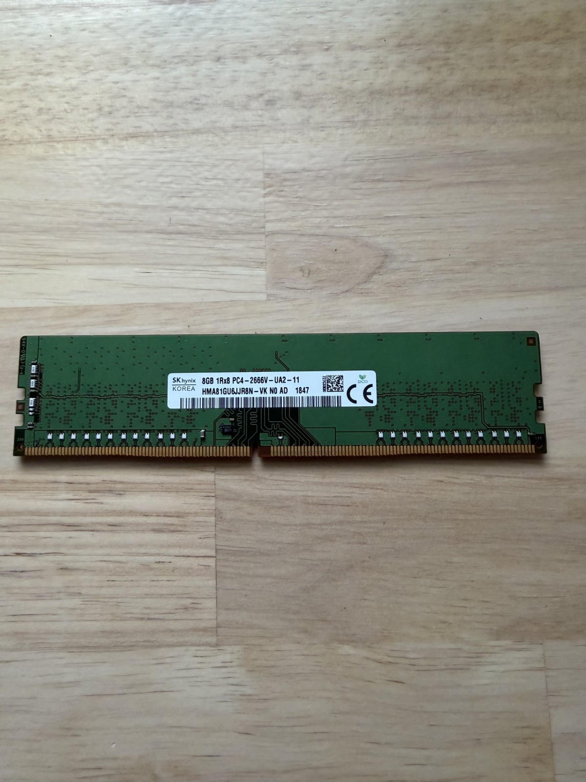 HYNIX 8GB 1RX8 PC4-2666V-UA2-11-HMA81GU6CJR8N-VK N0 AD-DESKTOP MEMORY