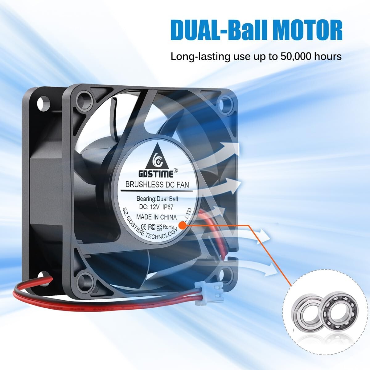 GDSTIME 12V 60mmX25mmDC Small Brushless Cooling High Speed