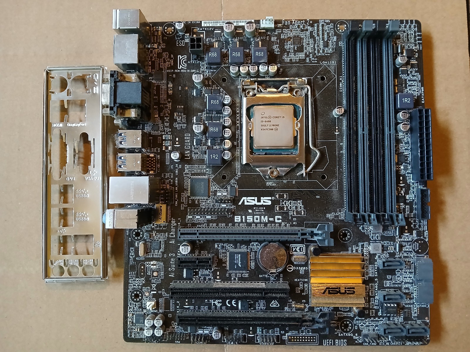 ASUS B150M-C Motherboard Intel i5-6400 6th Gen 2.7GHz SR2L7 LGA1151 Tested
