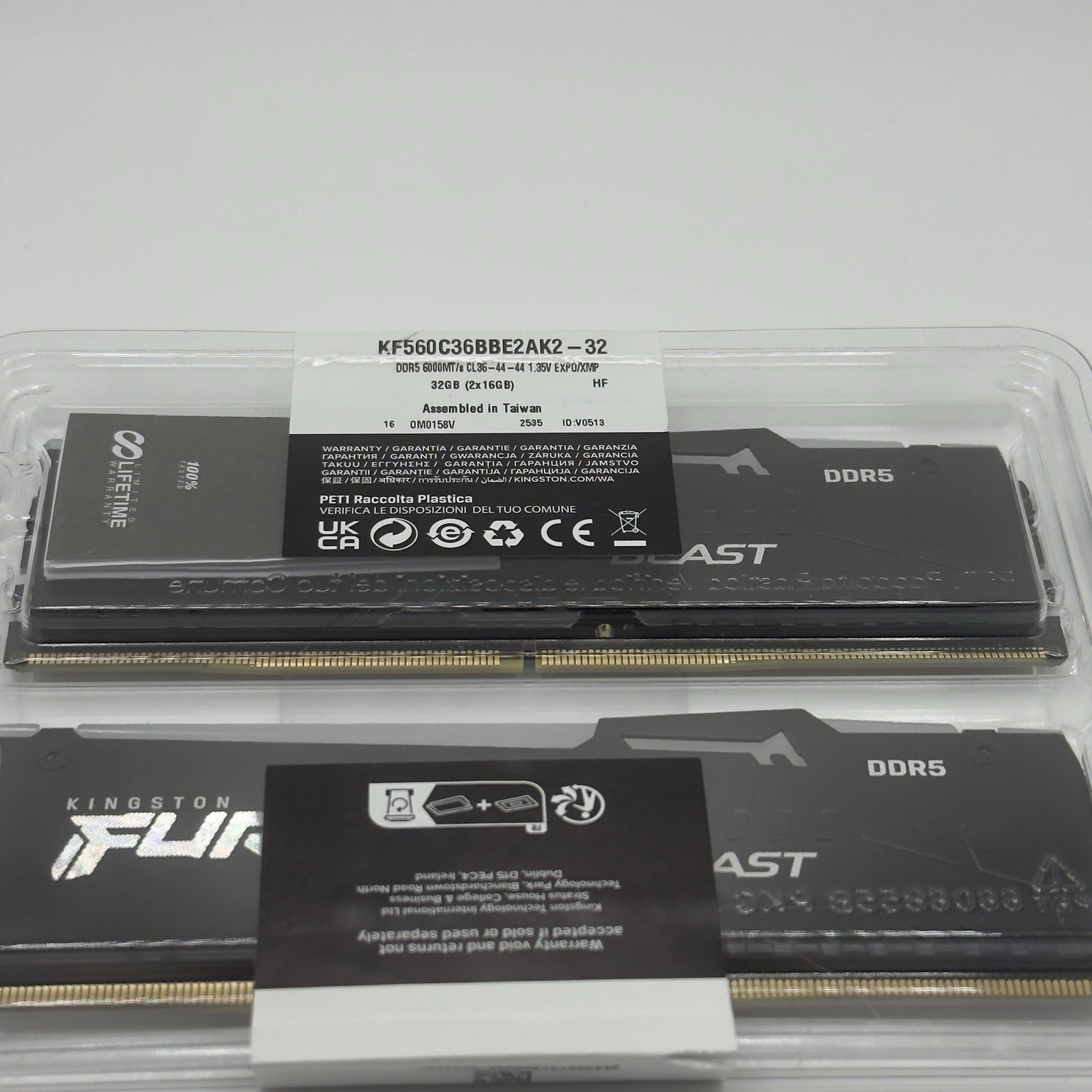 Kingston FURY BEAST 32GB (2x16GB) DDR5 6000MT CL36 EXPO XMP KF560C36BBE2AK2 – 32