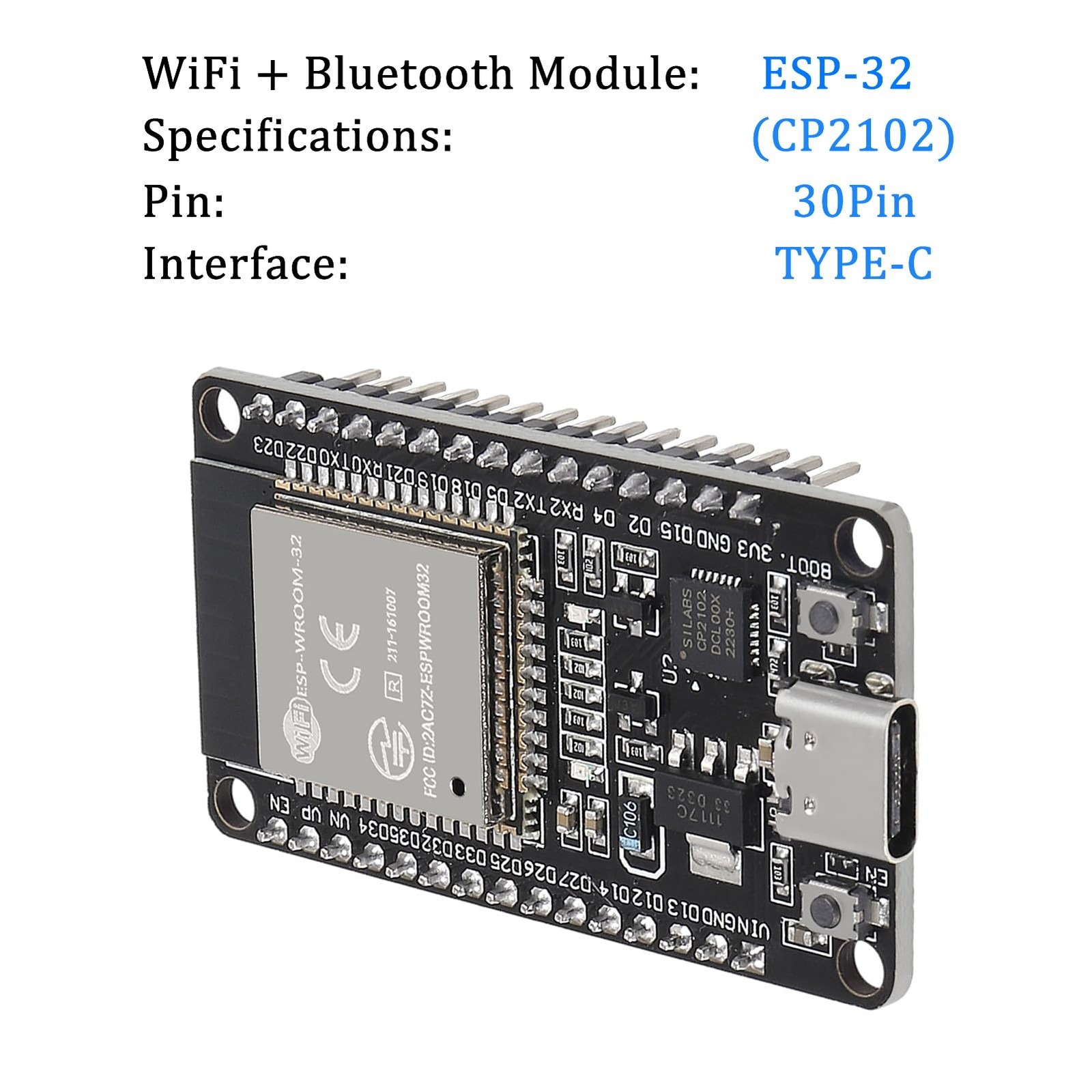 AITRIP 3PCS Type c 30pins CP2102 ESP-WROOM-32 ESP32 ESP-32S Development Board…