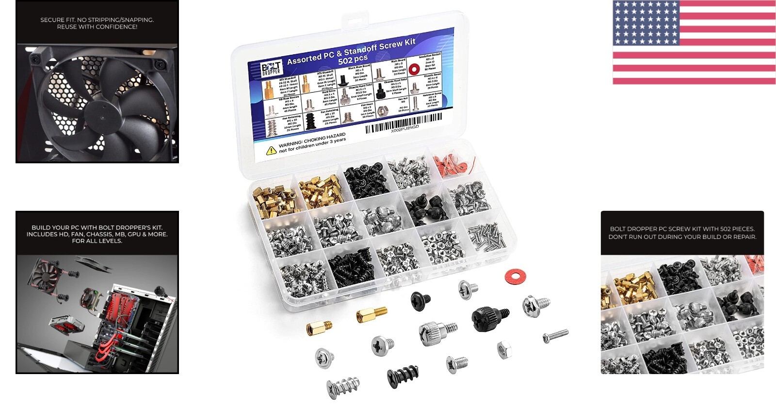 Complete 502-Piece Computer Screw Assortment Kit for DIY PC Repair Enthusiasts