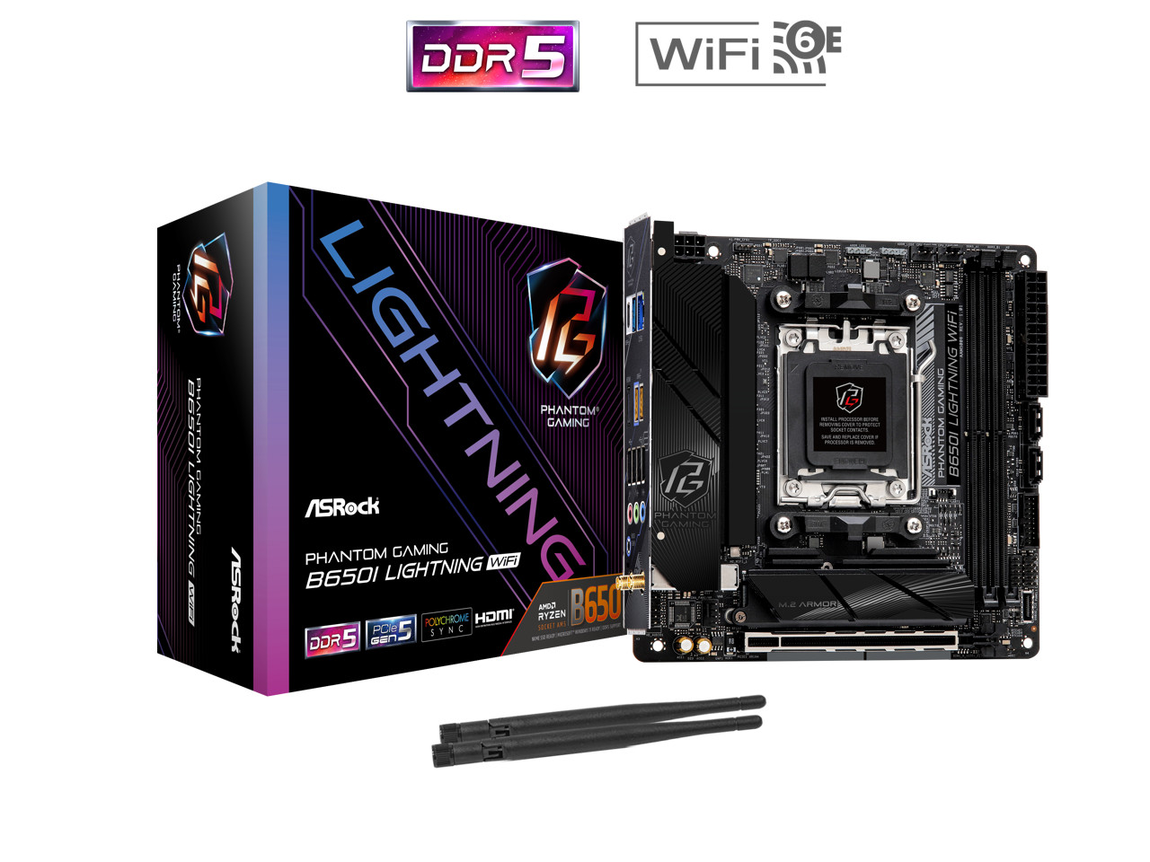 ASRock B650I LIGHTNING WIFI AM5 Ryzen 7000 AMD B650 SATA 6Gb/s Mini-ITX s DDR5