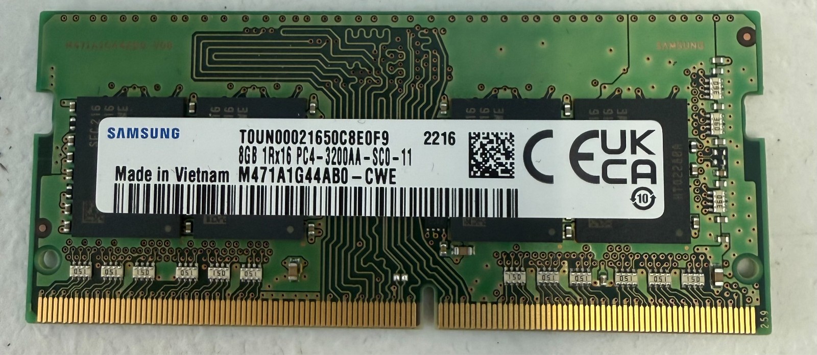 SAMSUNG 8GB 3200Mhz DDR4 LAPTOP MEMORY RAM 1Rx16 SO-DIMM PC4-3200AA-SC0-11