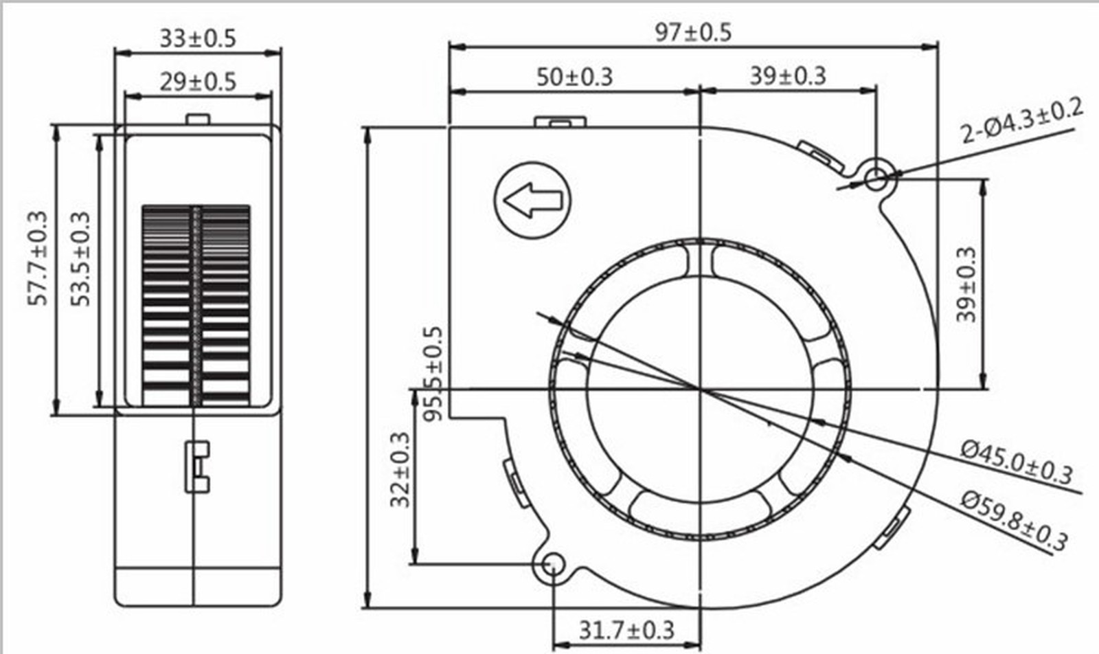 1pc Delta 12v 1.5A BFB1012HH 9733 9.7cm Blower Fan