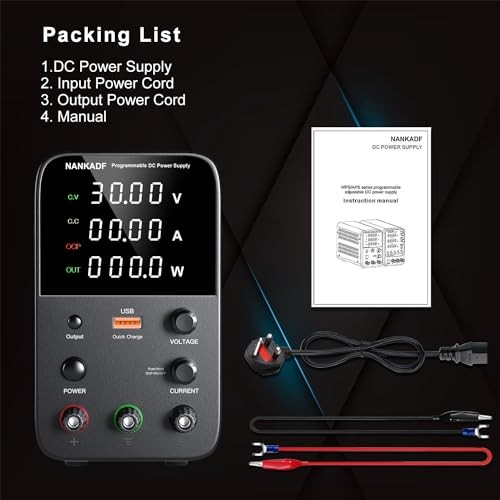 DC Power Supply Variable Bench Power Supply with Encoder 30V 10A Black