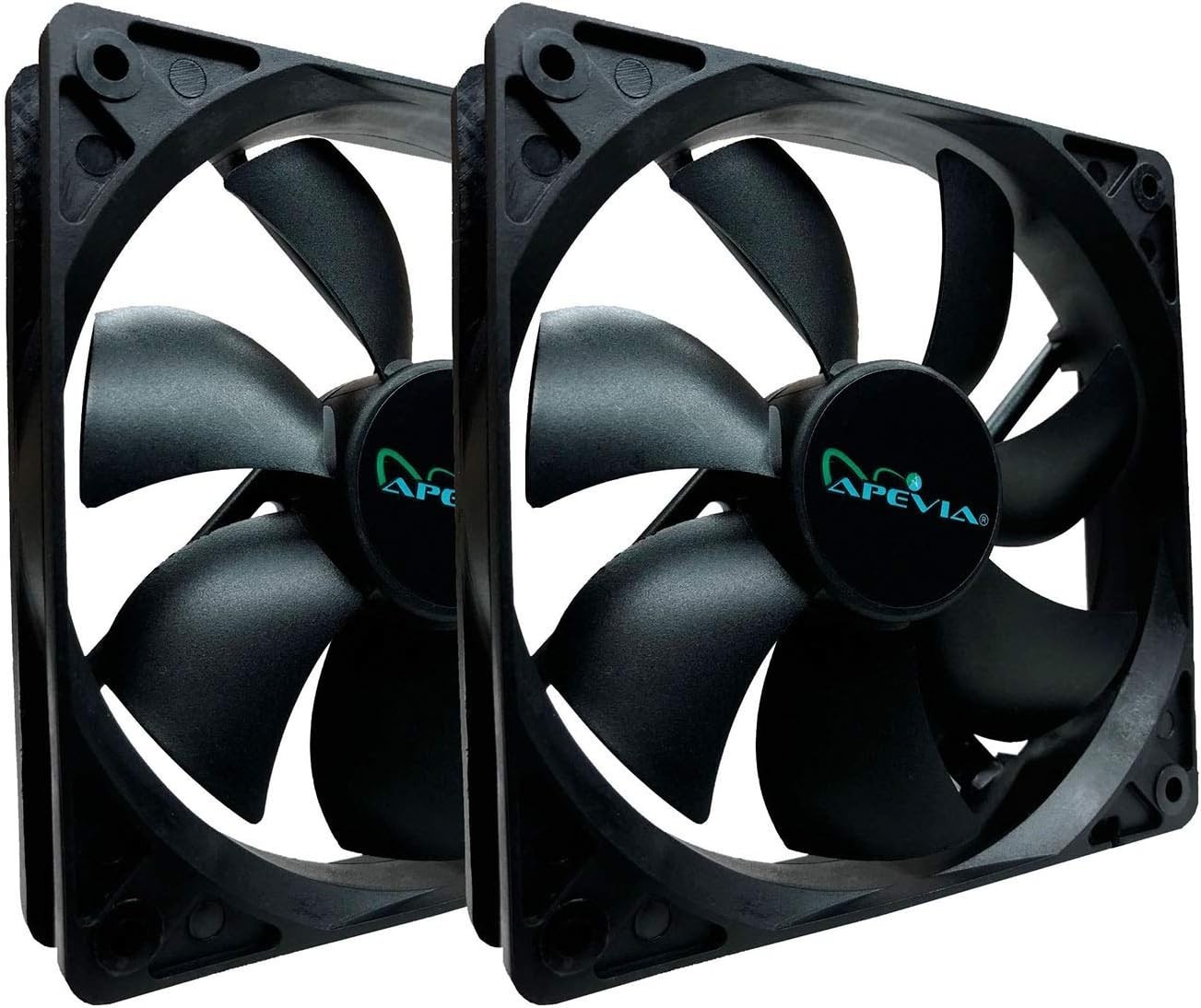 120mm 4pin & 3pin Silent Black Case Fan 2-Pack – Whisper Quiet & Efficient