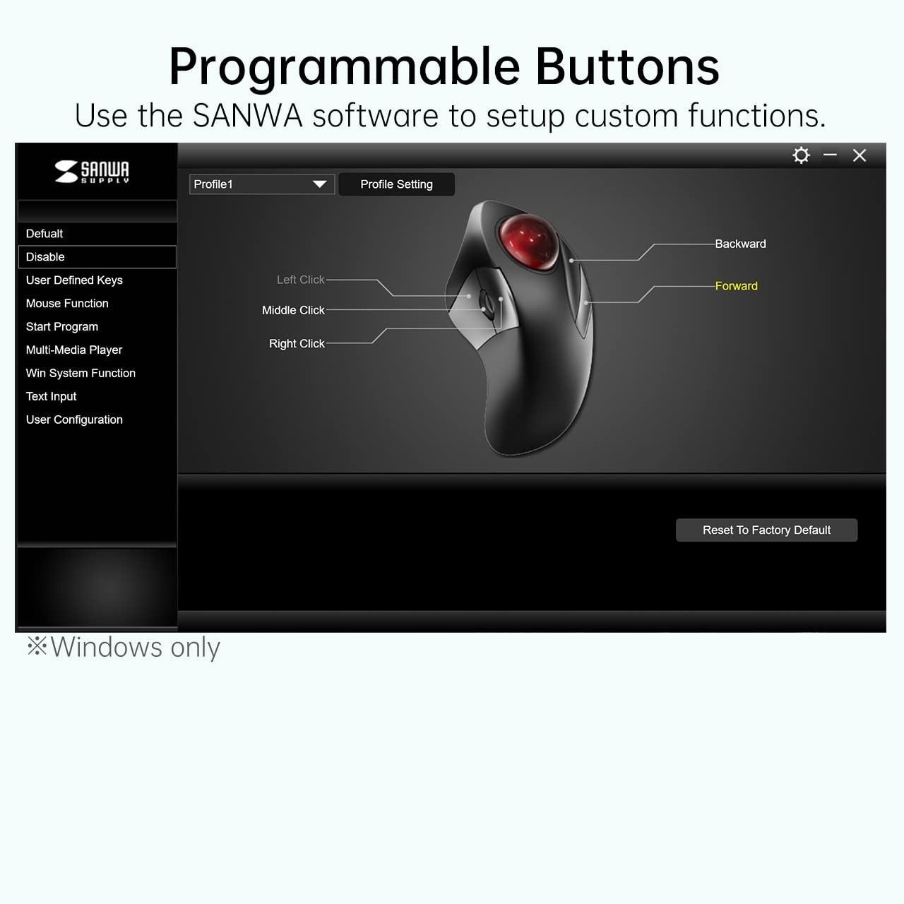 SANWA Wired Ergonomic Trackball Mouse, Optical Rollerball Mice,