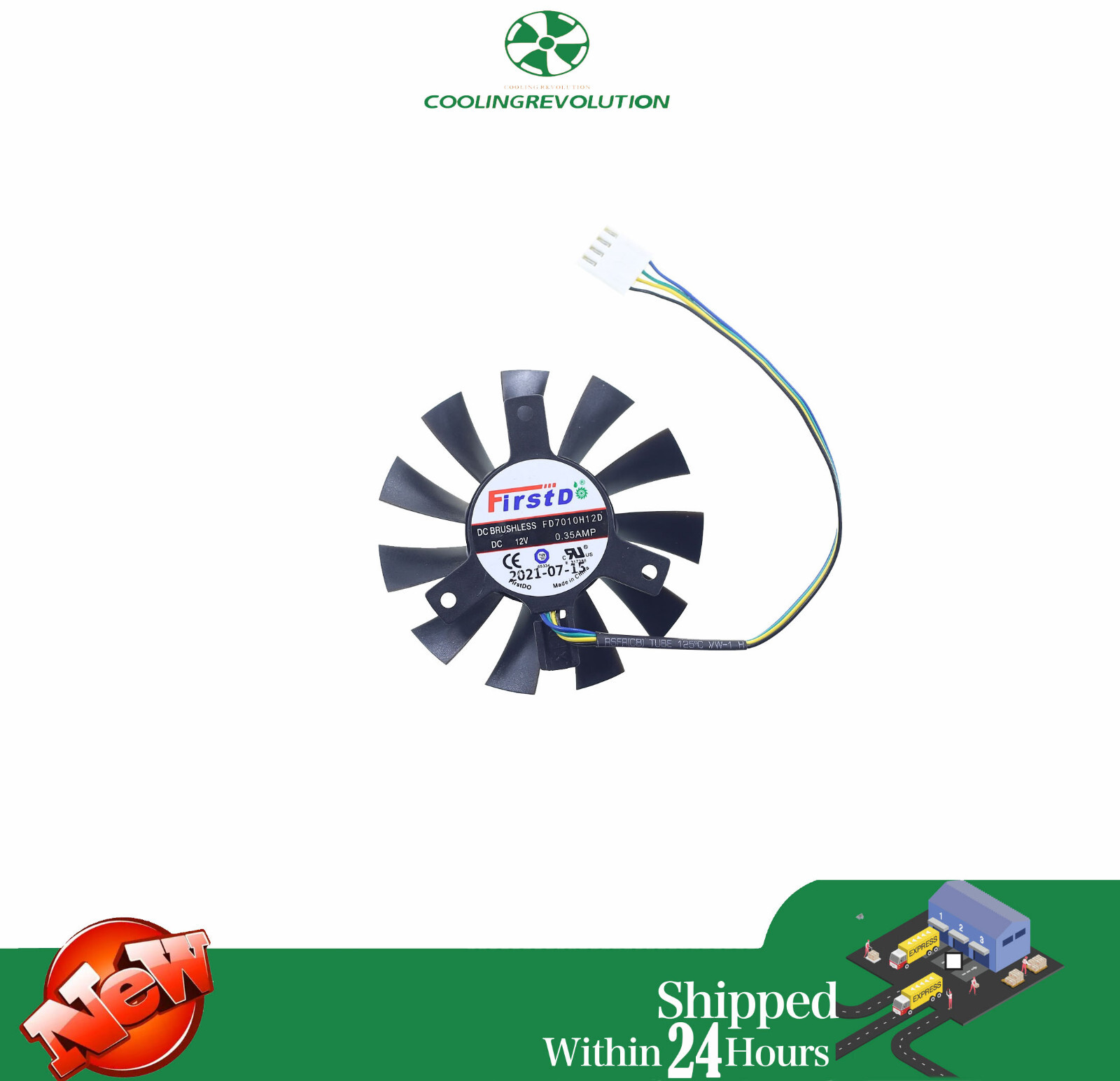 DC BRUSHLESS FD7010H12D Fan DC12V 0.35A 4-Pin
