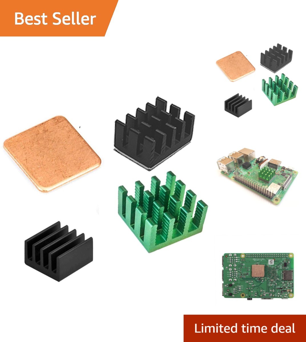 Raspberry Pi Heatsink Kit: Aluminum & Copper Cooling with Thermal Adhesive Tape