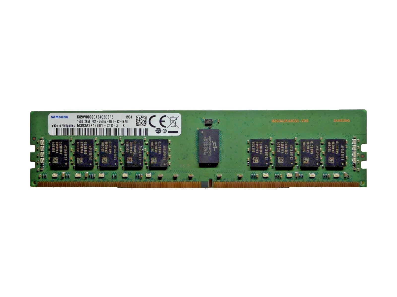 Samsung M393A2K43BB1-CTD6Q 16GB 2RX8 PC4-2666V-RE1-12 DDR4 2666MHz ECC memory