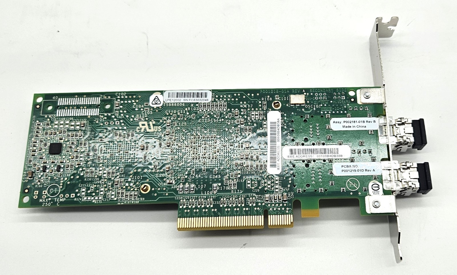Dell 0C856M Emulex LPe12002-E Dual-Port 8Gb Fibre Channel PCIe HBA