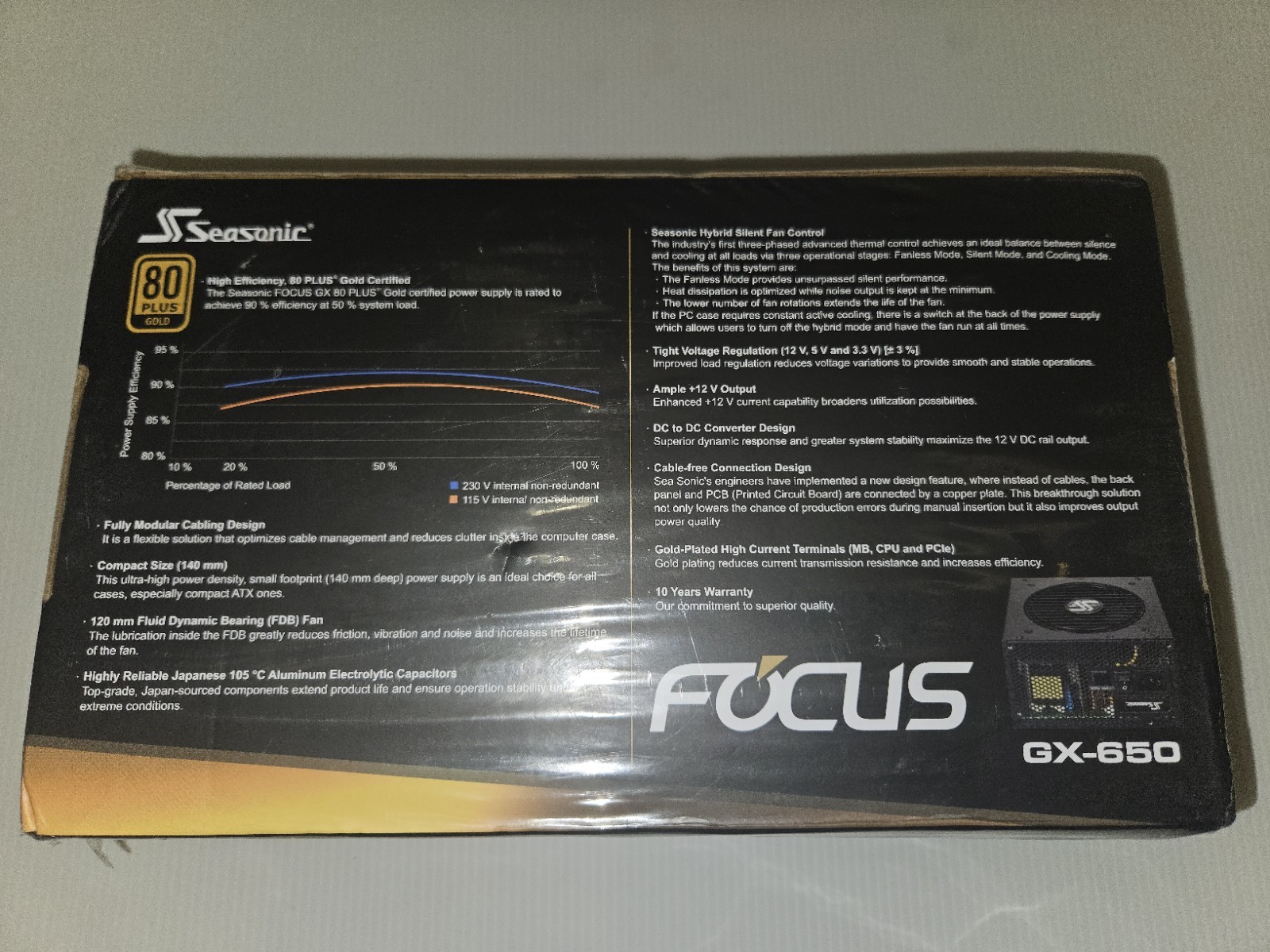 SeaSonic FOCUS GX-650 650W 80+ Gold Fully Modular Power Supply PSU – NEW SEALED