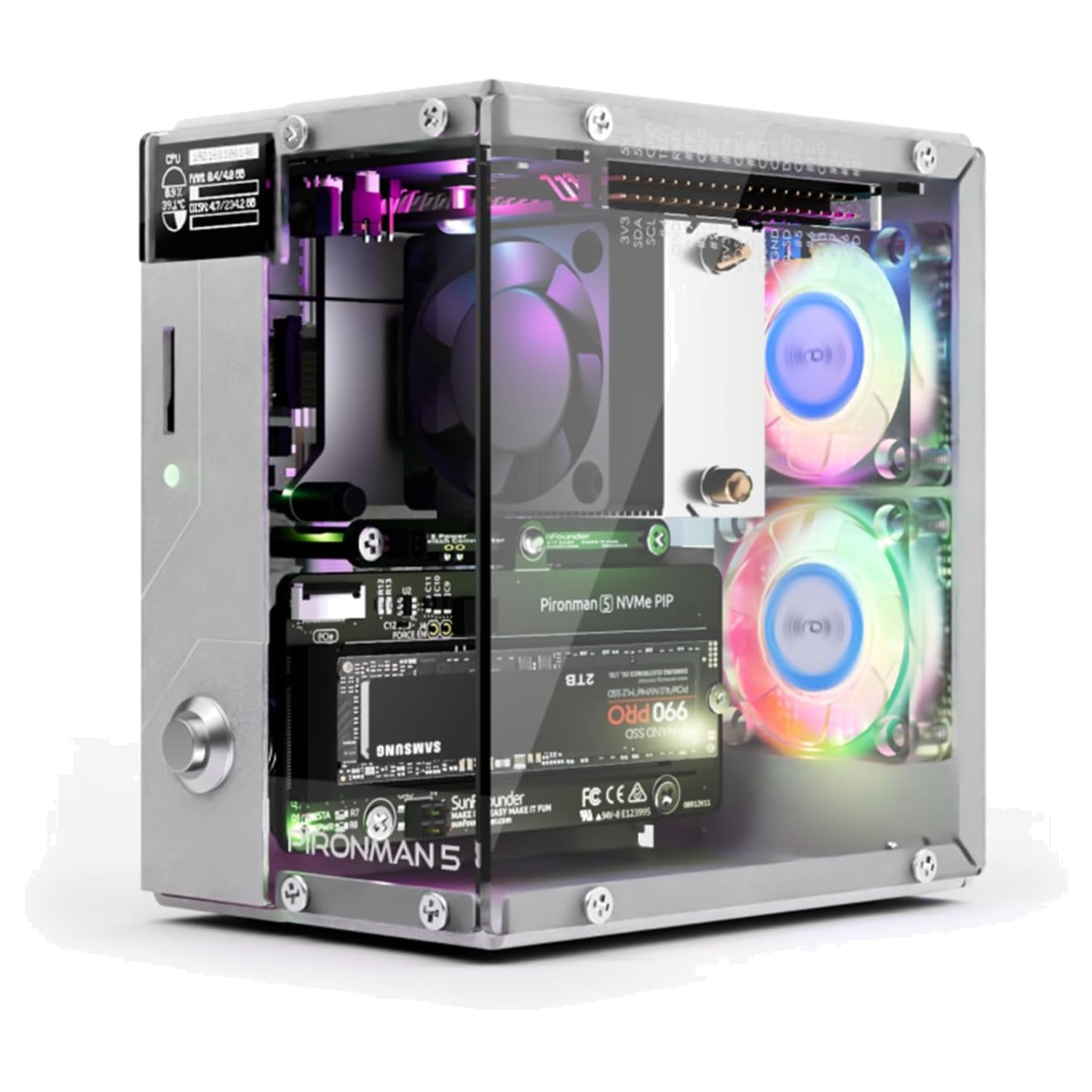 Pironman 5 Mini PC Case with OLED Display for Raspberry Pi 5^