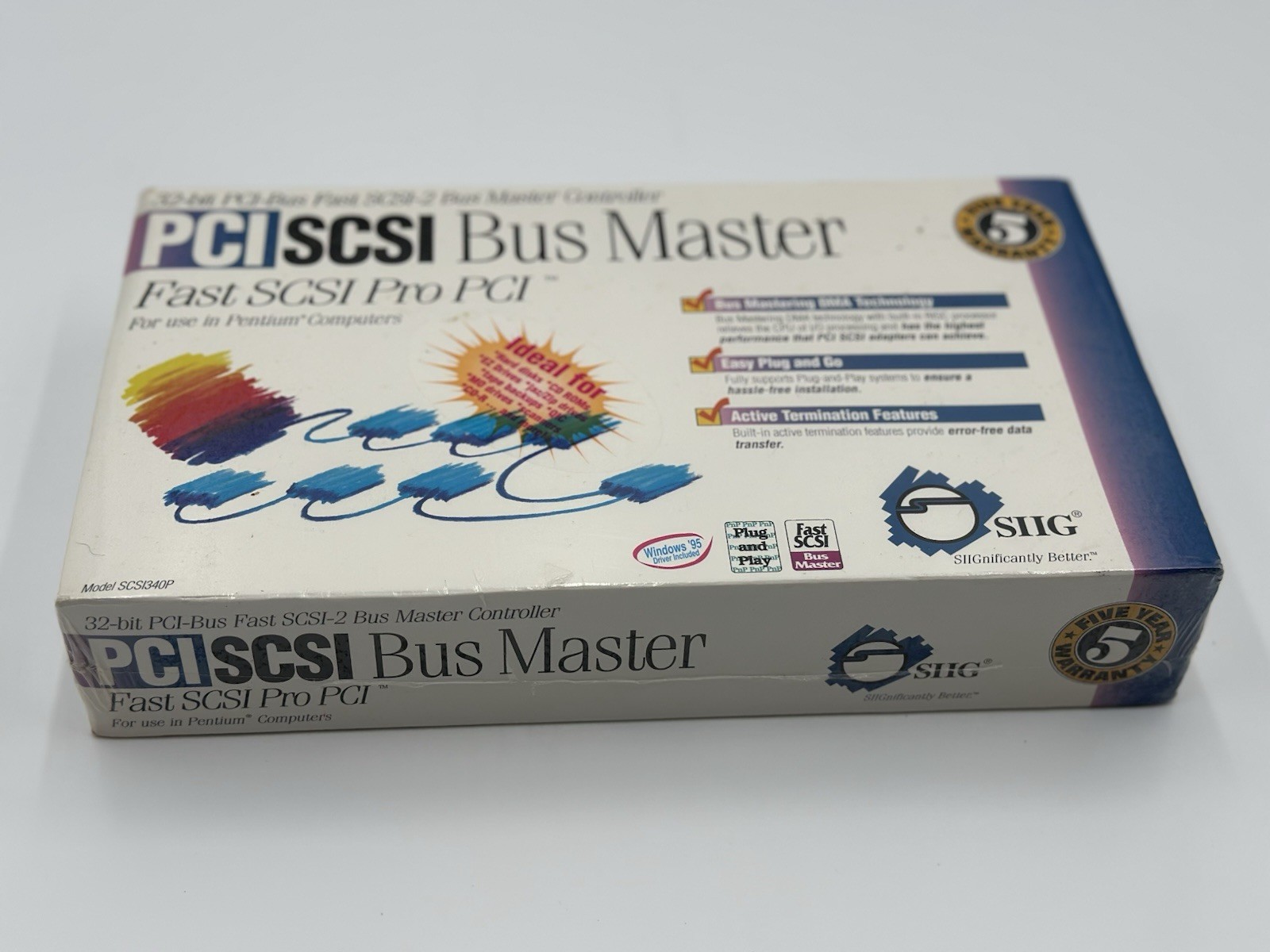 Vintage SIIG PCI SCSI Bus Master – Fast SCSI Pro PCI (Sealed) – Model SCSI340P