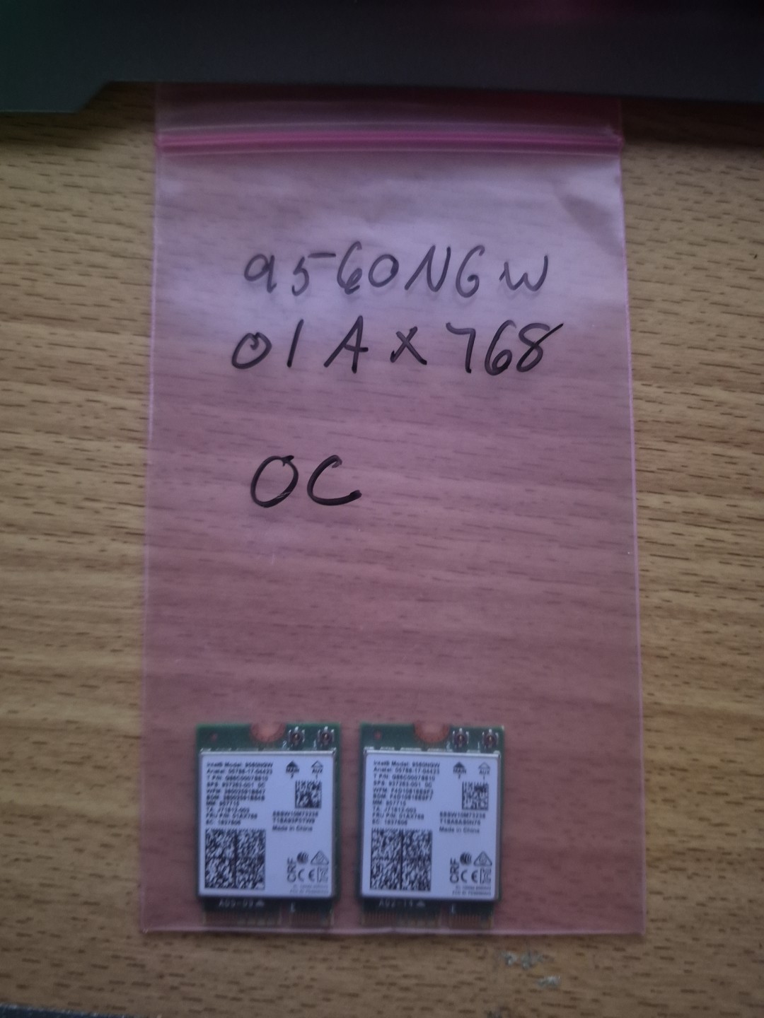 Lot of 2 Intel 9560NGW WiFi Cards 937263-001 0C 01AX768