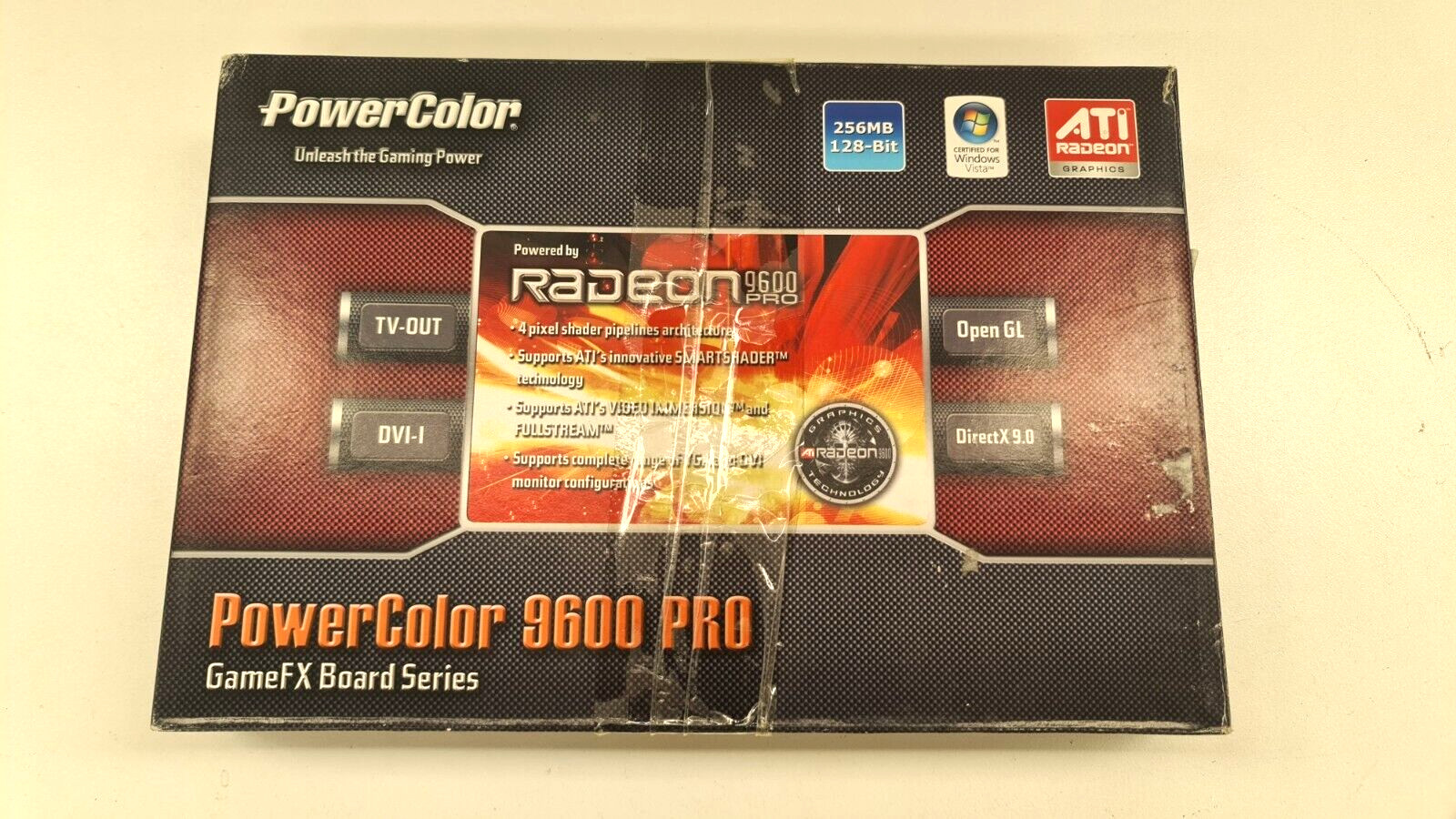 POWERCOLOR 9600 PRO ATI RAEDON GRAPHICS CARD 256MB DVI-I RETAIL BOX RETRO GAMING
