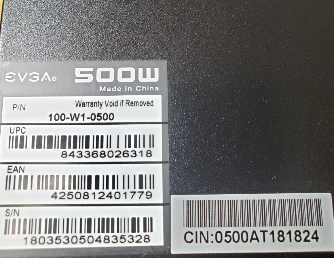 EVGA ATX 500W 80 PLUS Rated Desktop Power Supply 100-W1-0500 | Tested