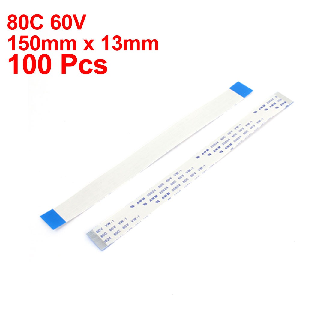 A Type 100 Pcs 150mm x 13mm 0.5mm Pitch 24Pin FFC FPC Cable Wire 80C 60V