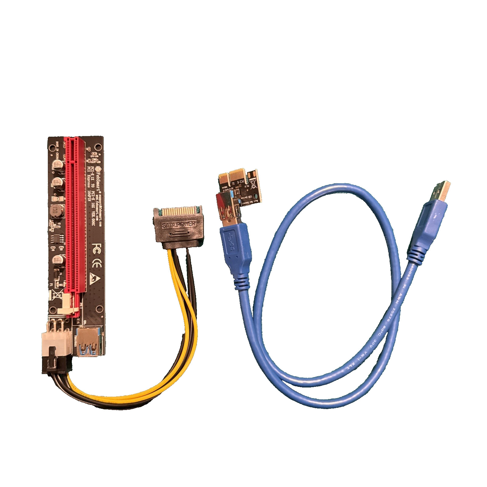 FebSmart PCI-E Riser PCIe Ver 006C 6 PIN 16x to 1x Powered Riser Adapter Card