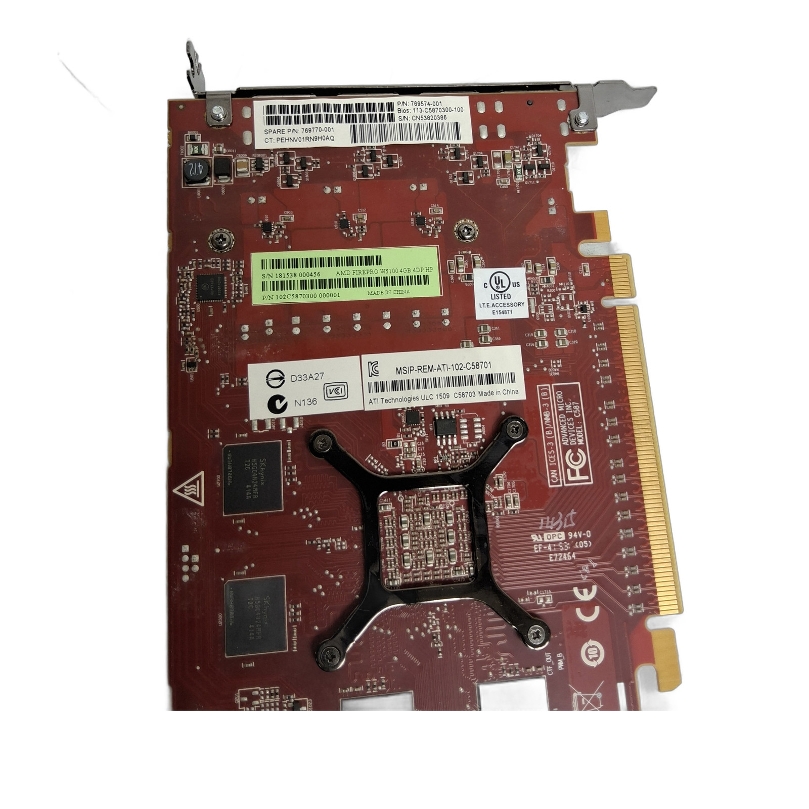 HP AMD FirePro W5100 4GB 4 x DP Graphics Card 769574-001 GDDR5 Full Profile