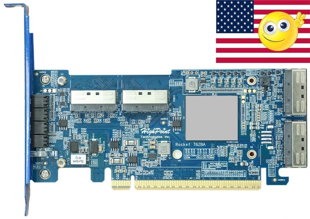 🔥-NEW-🔥HighPoint Rocket 1628A -PCIe x16 Gen5 w/4x MCIO_8i *up to 60,000MB/s