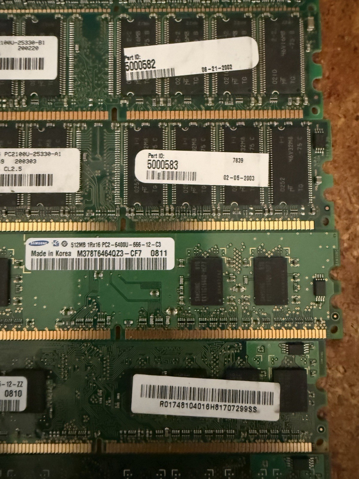 Lot of 8 MISC RAM DDR/DDR2 256/512MB Micron Samsung