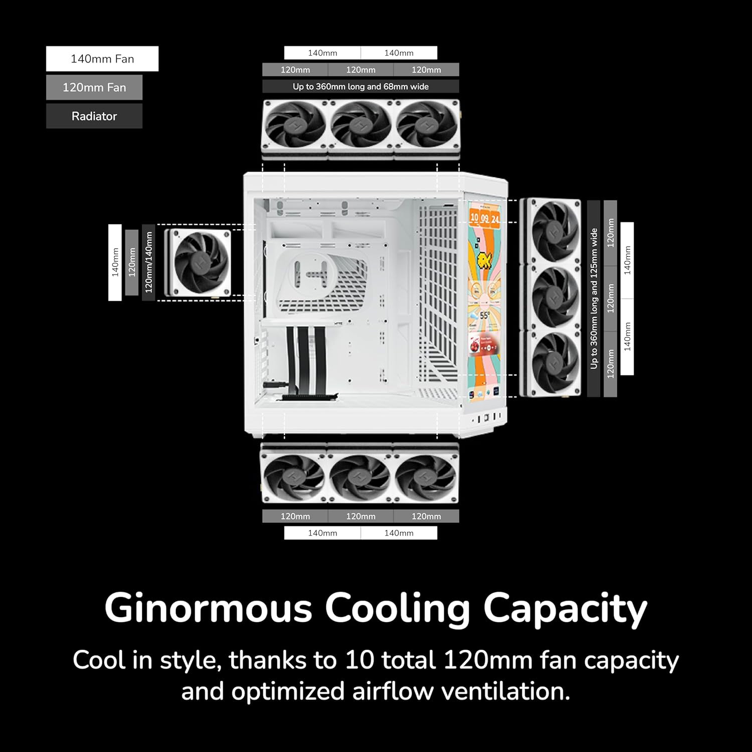 Y70 Touch Infinite Modern Aesthetic Gaming PC Case – Integrated 2.5K LCD Touchsc