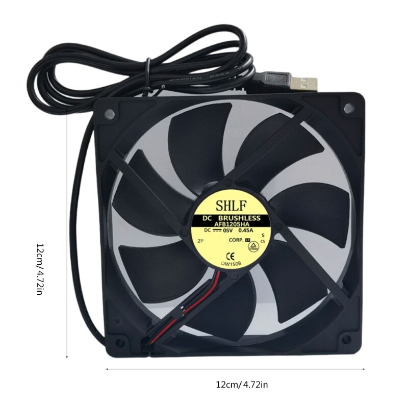 USB PC Cooling Fan 12CM Black USB5V Highly Speed 2400RPM Computer Case Cooling