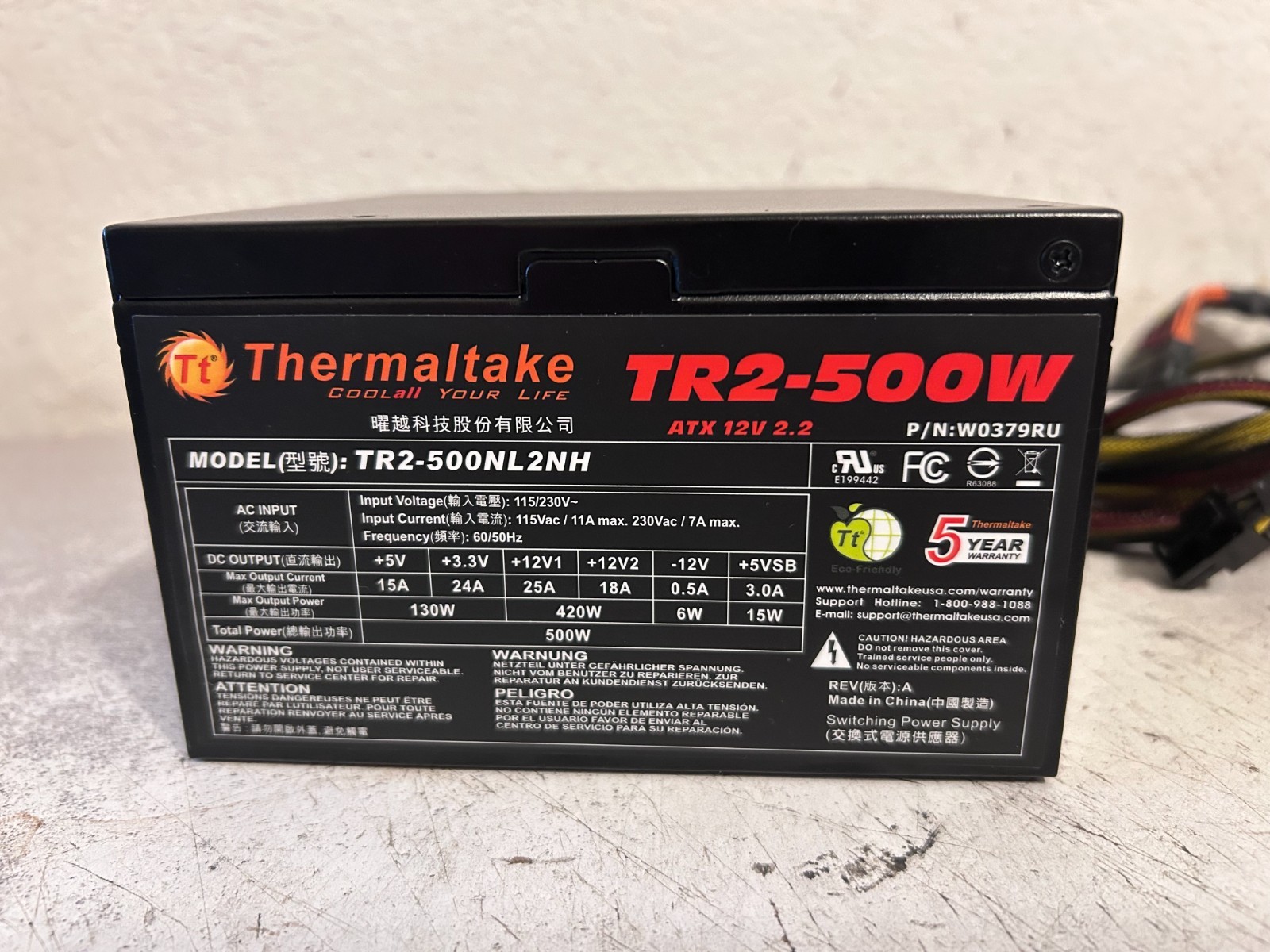 Thermaltake TR2-500W NL2NH W0379RU ATX 12V 2.2 Power Supply Quick Ship