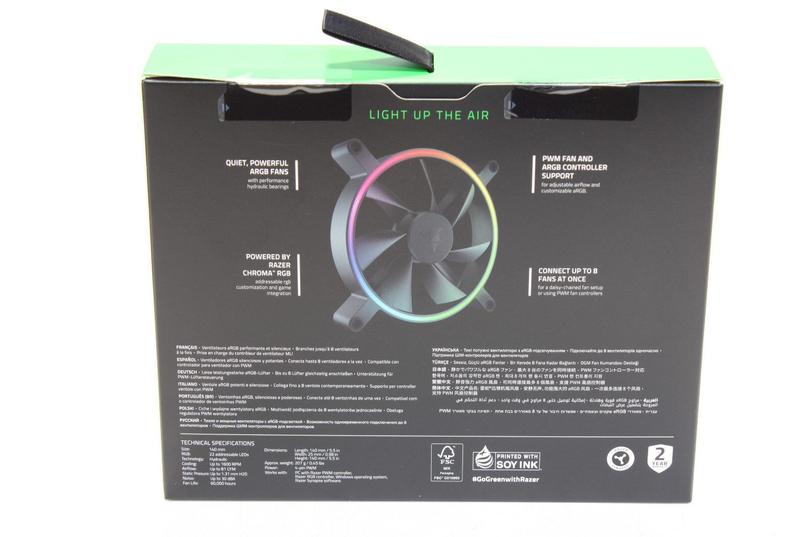 Razer Kunai Chroma 140mm 1600RPM Max ARGB and PWM Hydraulic Case Fans (1 Fan)